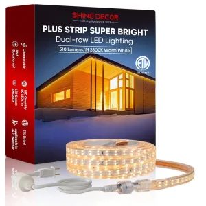 110V Super Bright Double Row Plus LED Strip 2800K Warm White 510Lumens/M