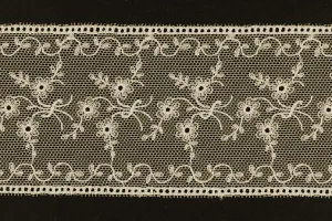 2 1/4" Ivory Embroidered Netting Lace