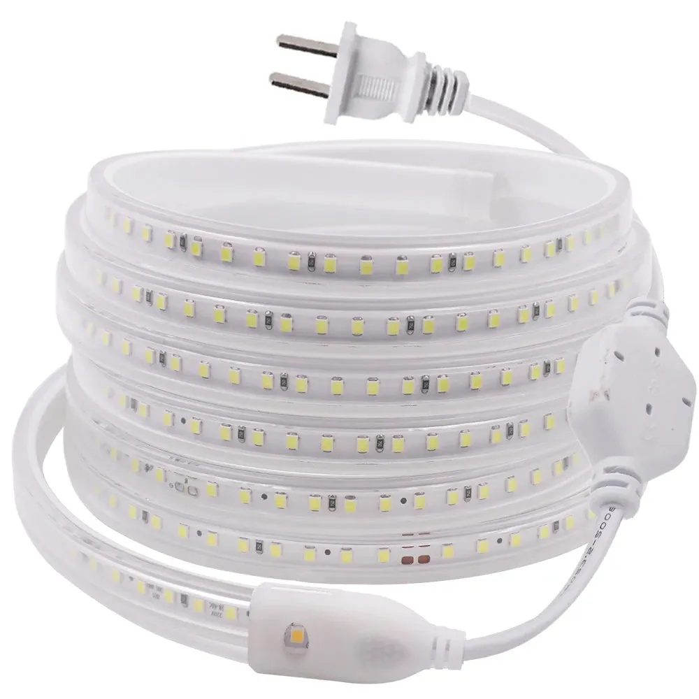 220V 110V LED Strip Light 2835 SMD 120LEDs/m Waterproof Flexible LED Ribbon Light Tape EU US UK Plug Home Decoration String Lamp