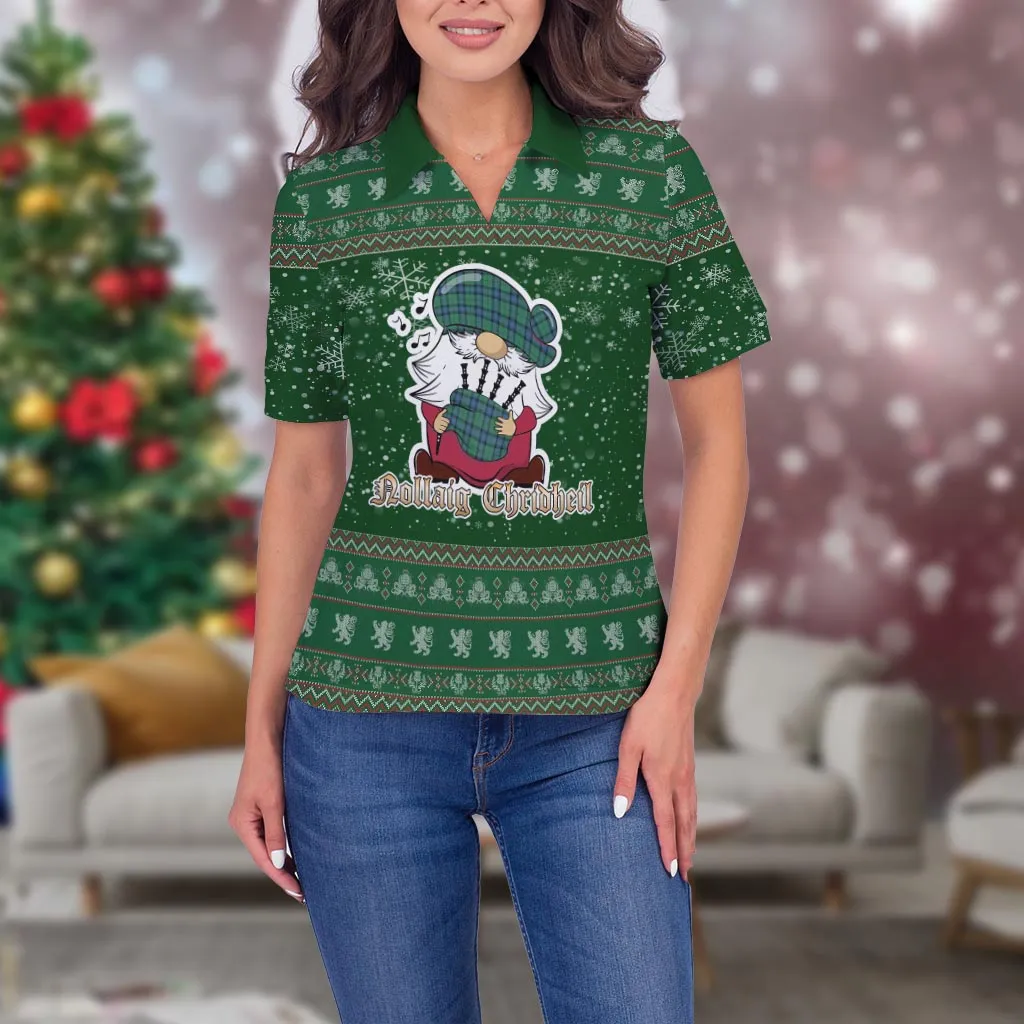 Armstrong Ancient Clan Christmas Family Polo Shirt with Funny Gnome Playing Bagpipes