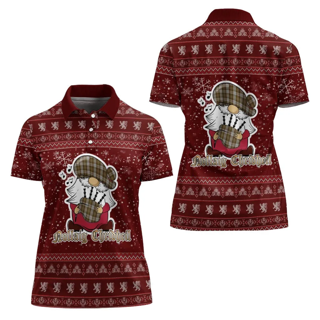 Baillie Dress Clan Christmas Family Polo Shirt with Funny Gnome Playing Bagpipes