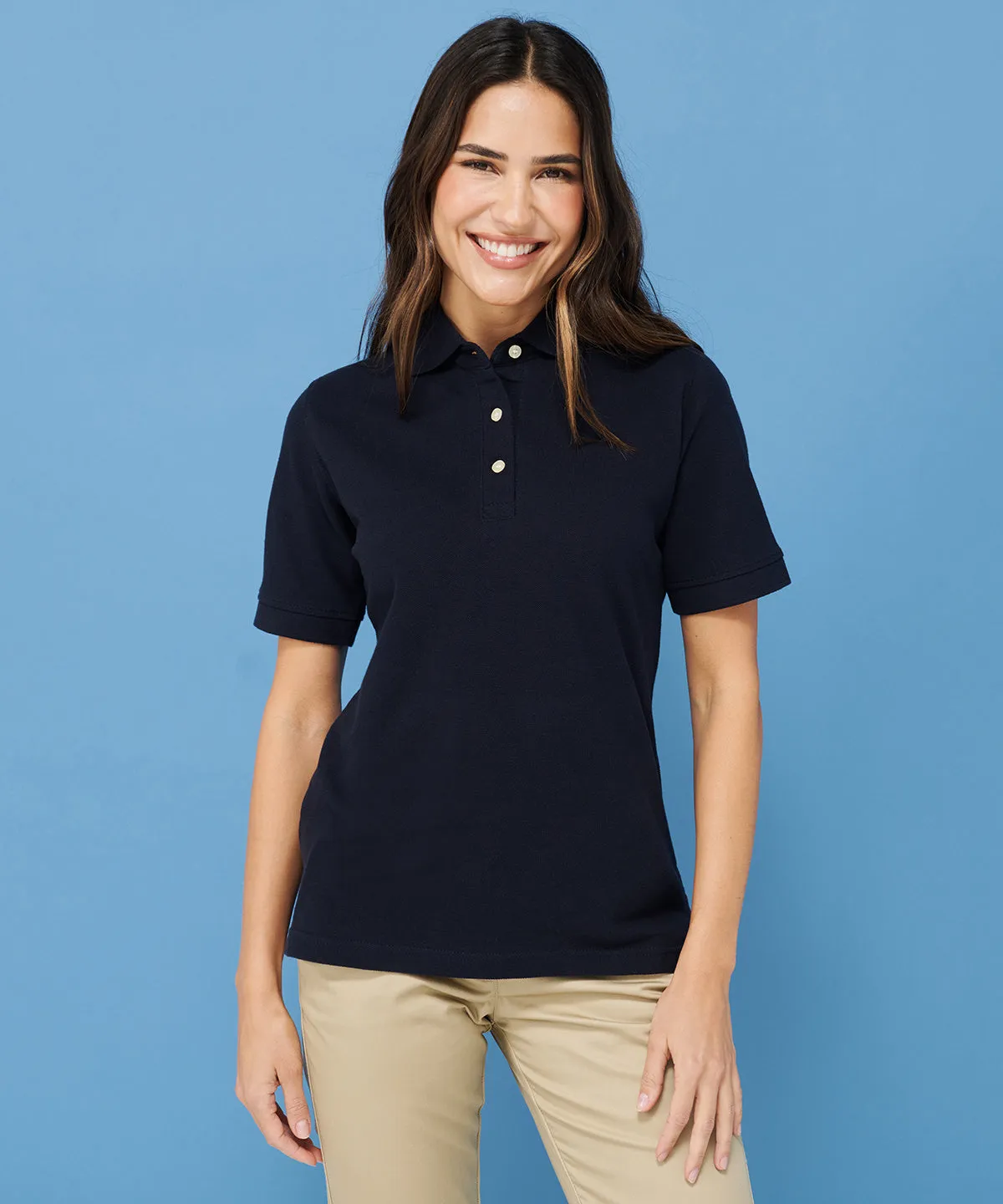 Black - Women's classic cotton piqué polo shirt