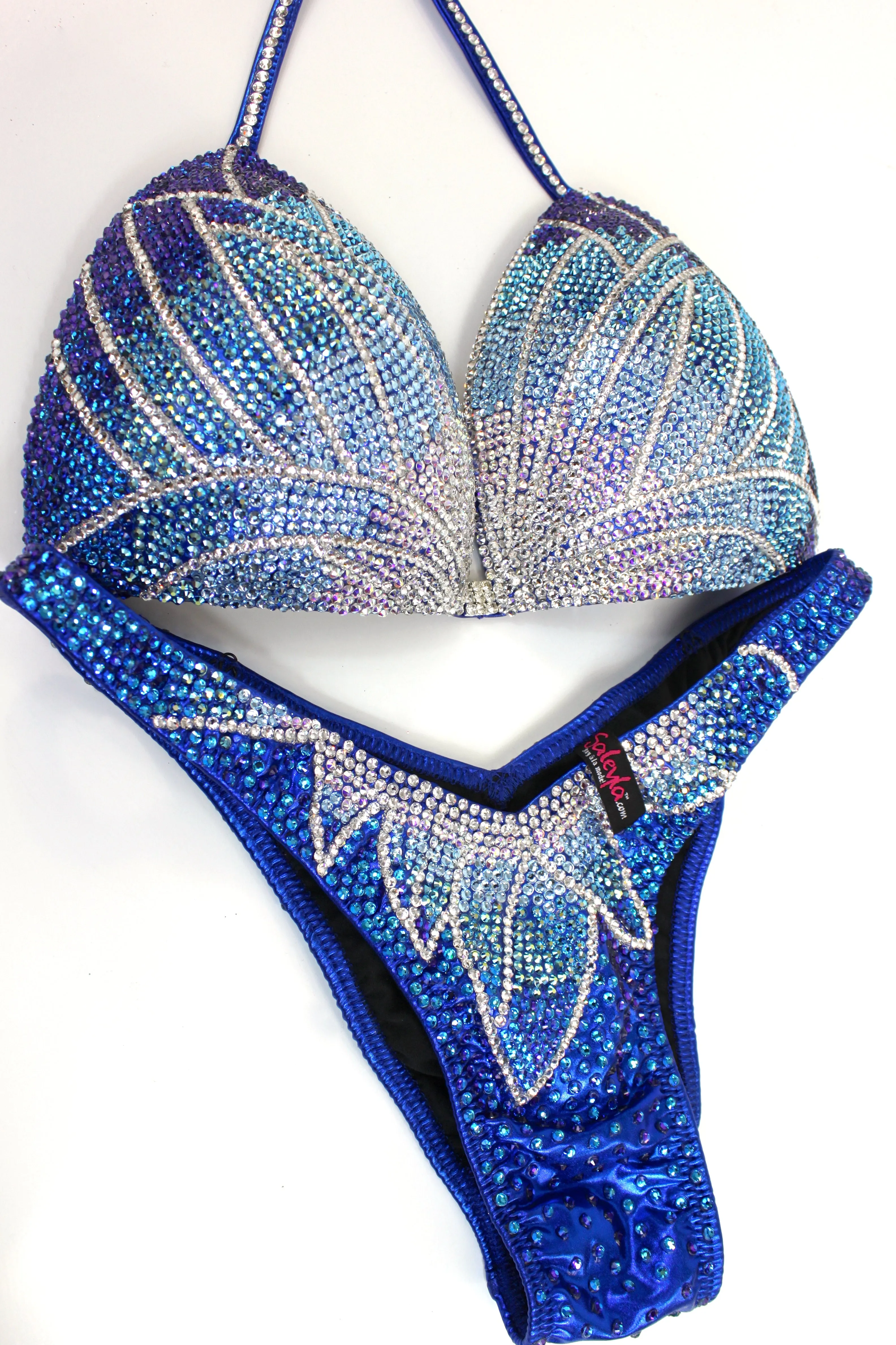 Blue Flora Ombre Figure Competition Suit