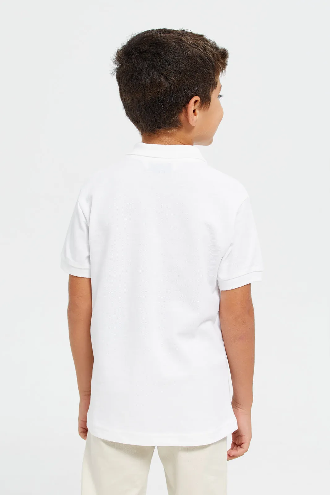 Boys White Polo Shirt Set (Pack Of 2)