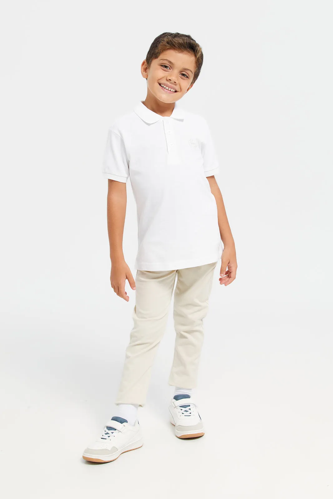 Boys White Polo Shirt Set (Pack Of 2)