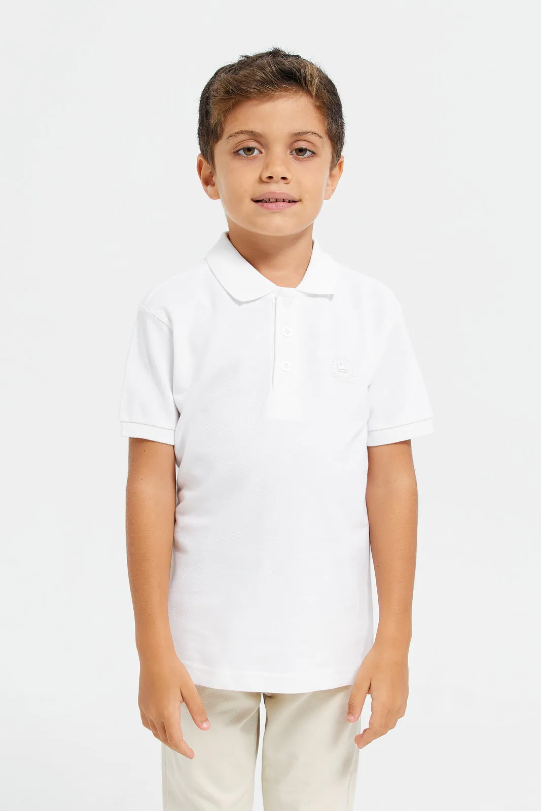 Boys White Polo Shirt Set (Pack Of 2)