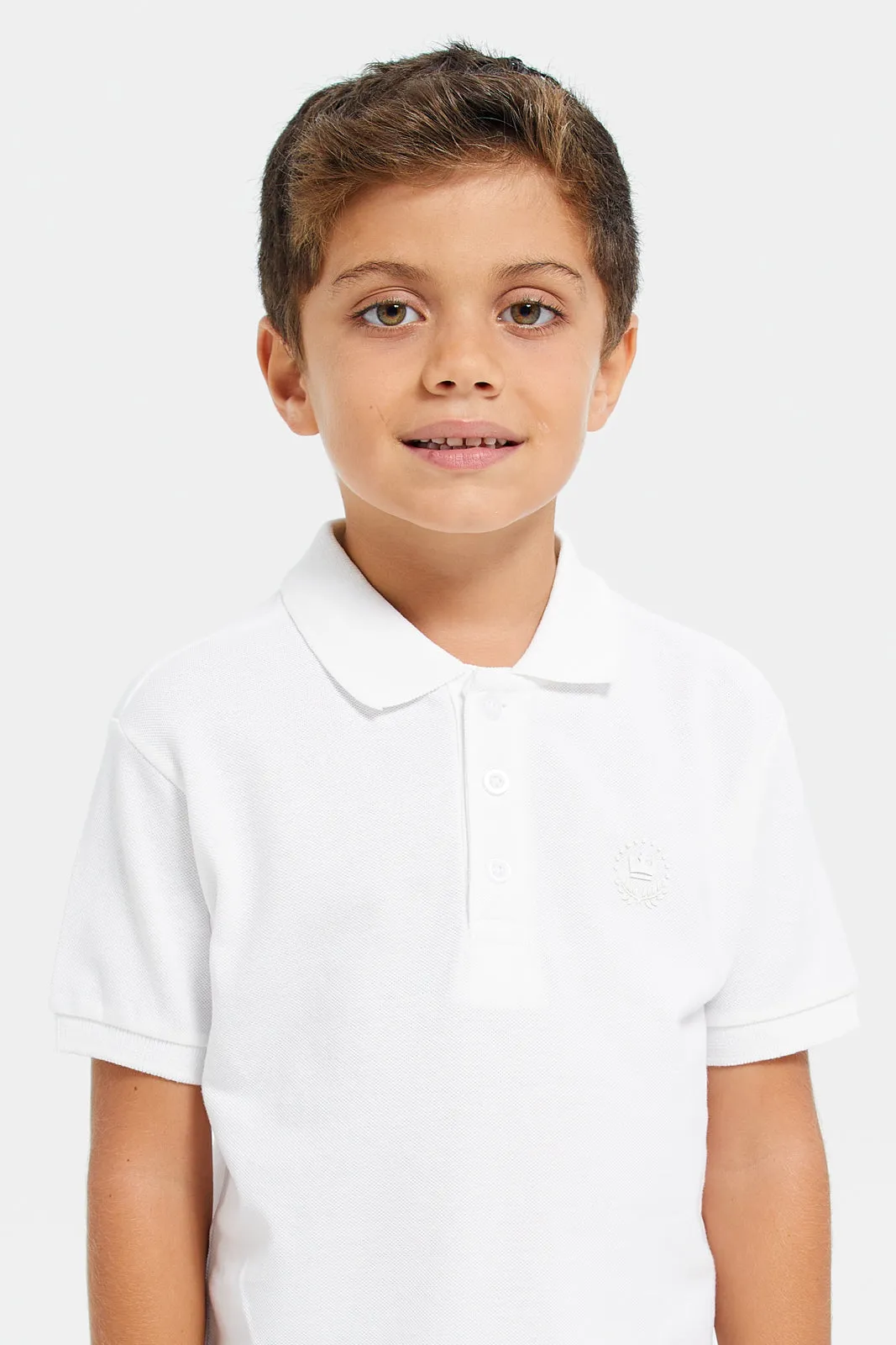 Boys White Polo Shirt Set (Pack Of 2)