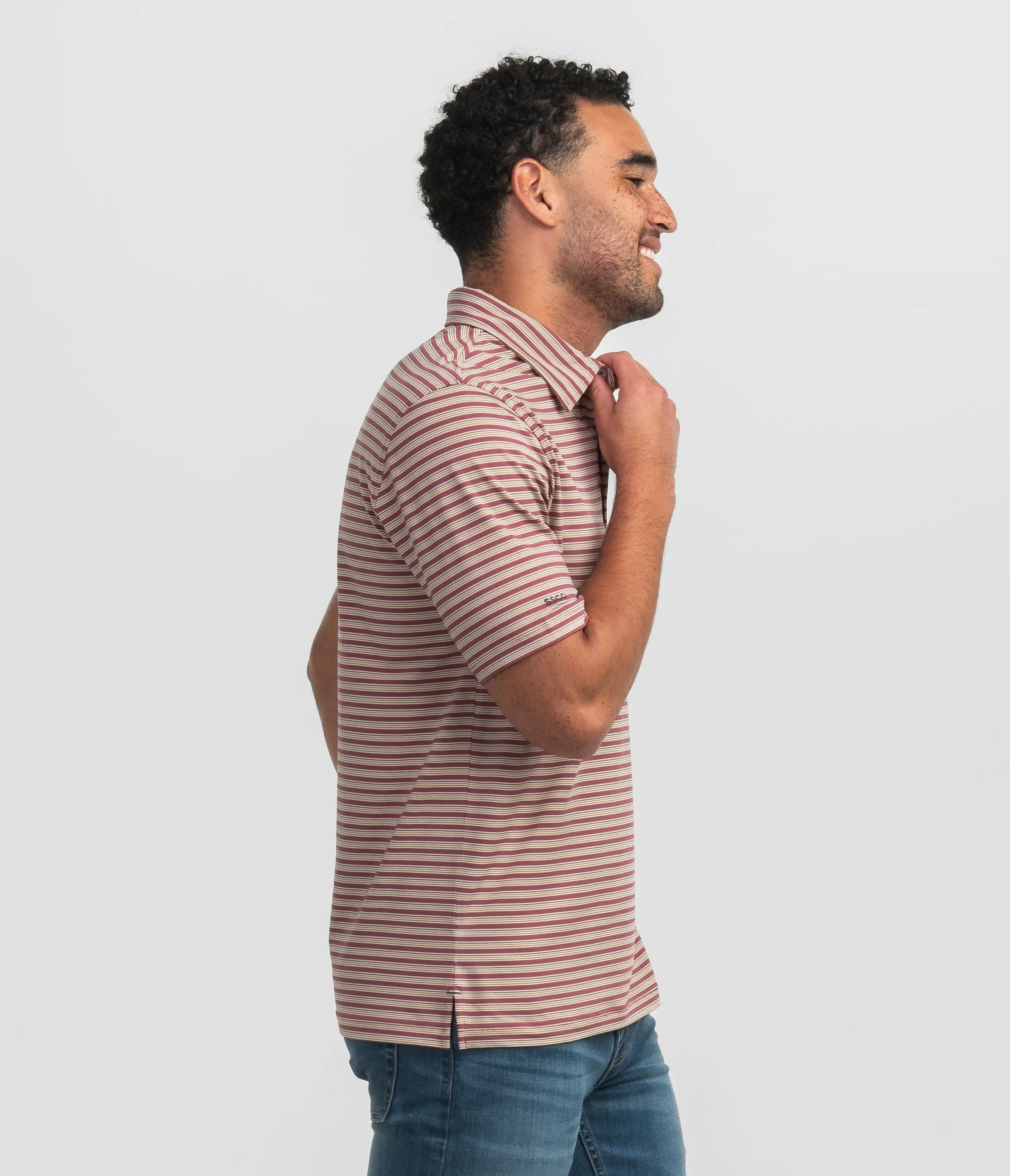 Brookhaven Stripe Polo - Rosewood