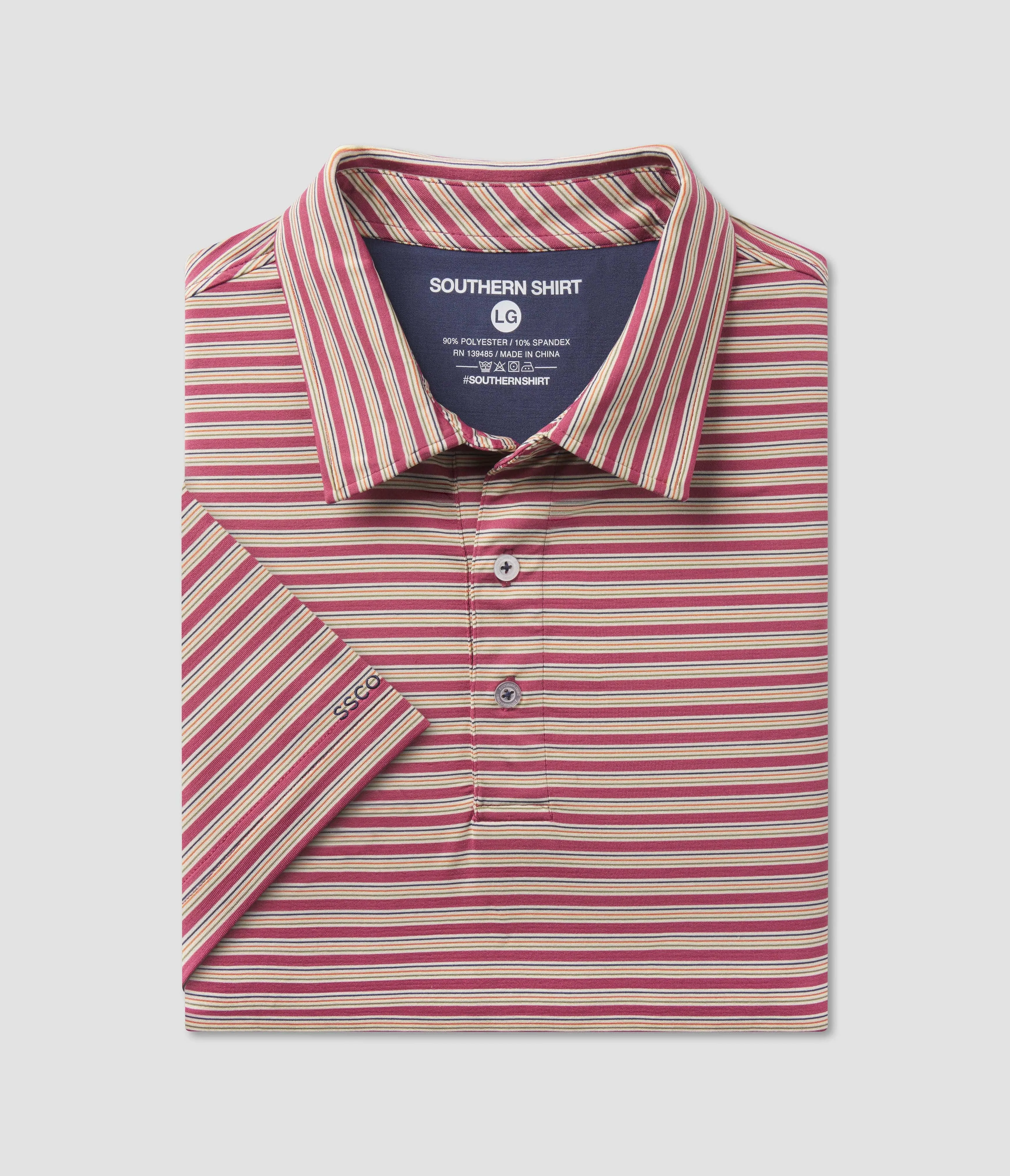 Brookhaven Stripe Polo - Rosewood