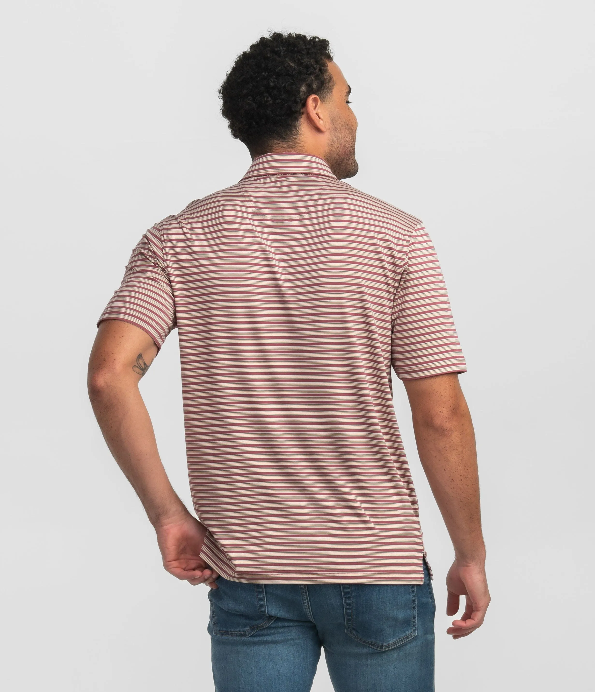 Brookhaven Stripe Polo - Rosewood