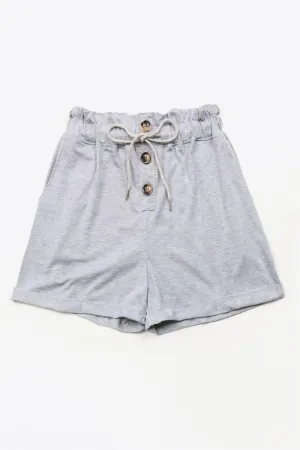 Buttoned Drawstring Cuffed Shorts