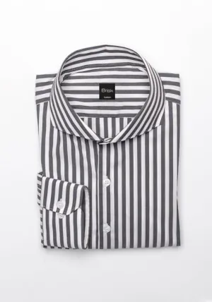 Charcoal Grey Performance Stretch Bengal Stripes Shirt - Wrinkle Resistant