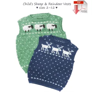 Child's Sheep & Reindeer Vests, download