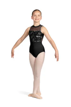 CL5255 - Girls Black Mock Neck Tank Leotard - Select Size