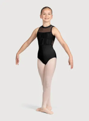 CL5255B - Girls Black Mock Neck Tank Leotard - Select Size