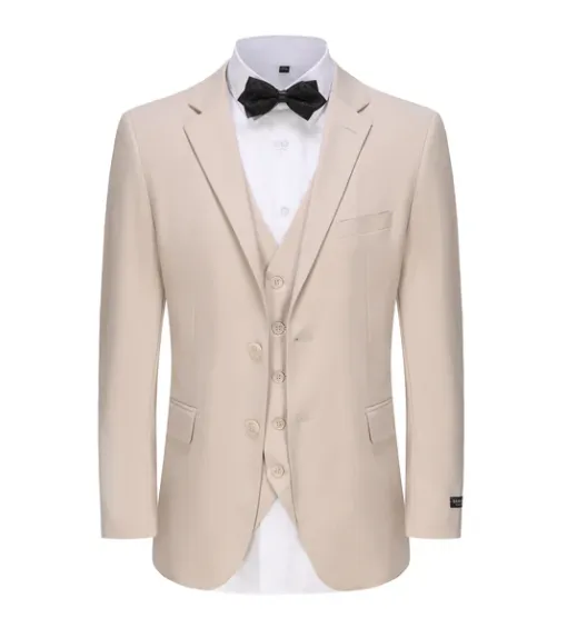 Classic Fit Performance Stretch Three-Piece Suit - Light Beige