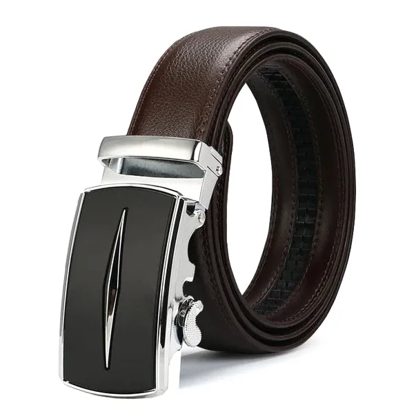 Classy Men Brown & Silver Leather Suit Belt