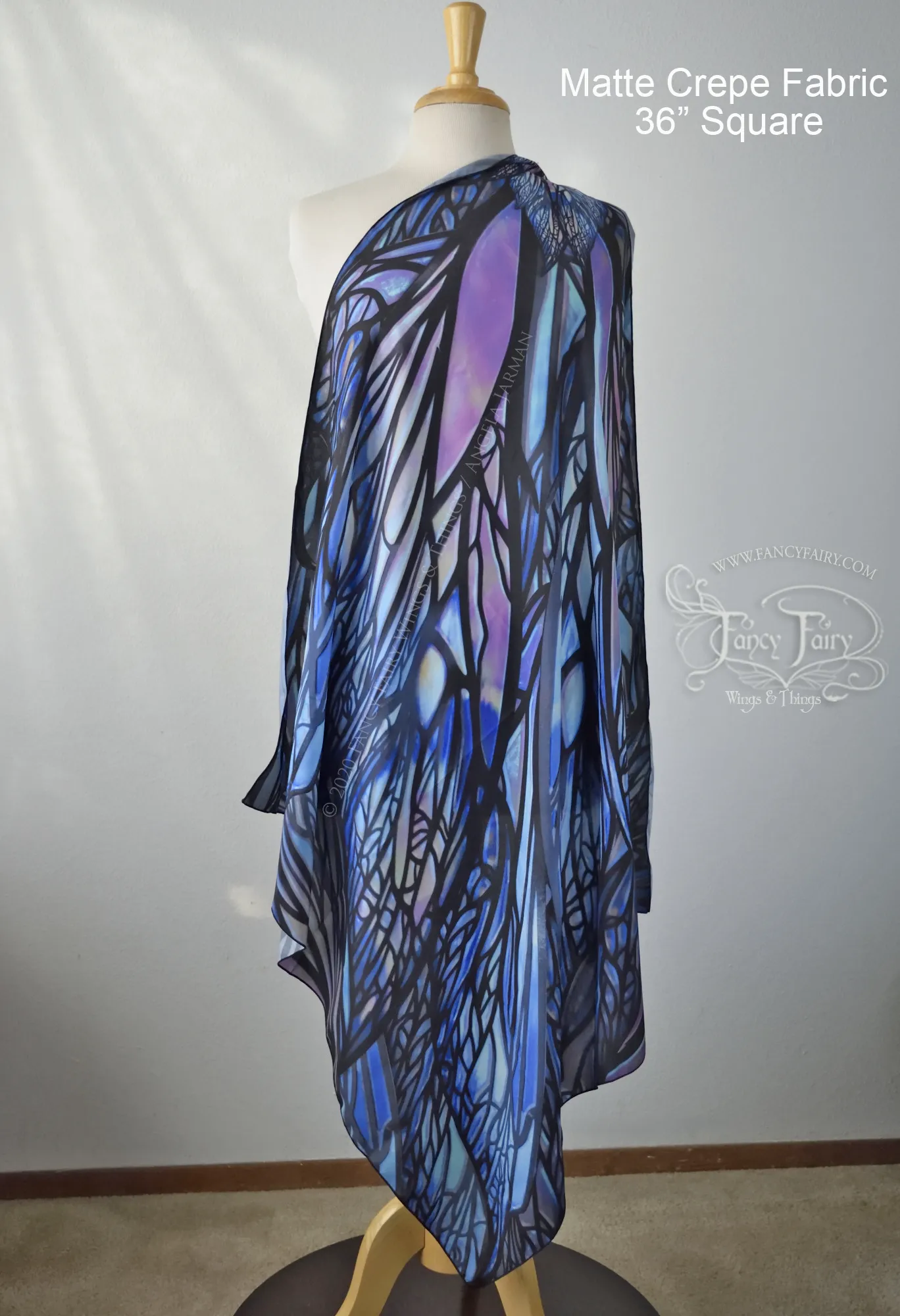 'Colette' Pixish Fairy Wing Square Scarf / Fabric, Made to Order