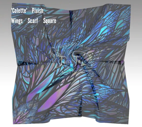 'Colette' Pixish Fairy Wing Square Scarf / Fabric, Made to Order