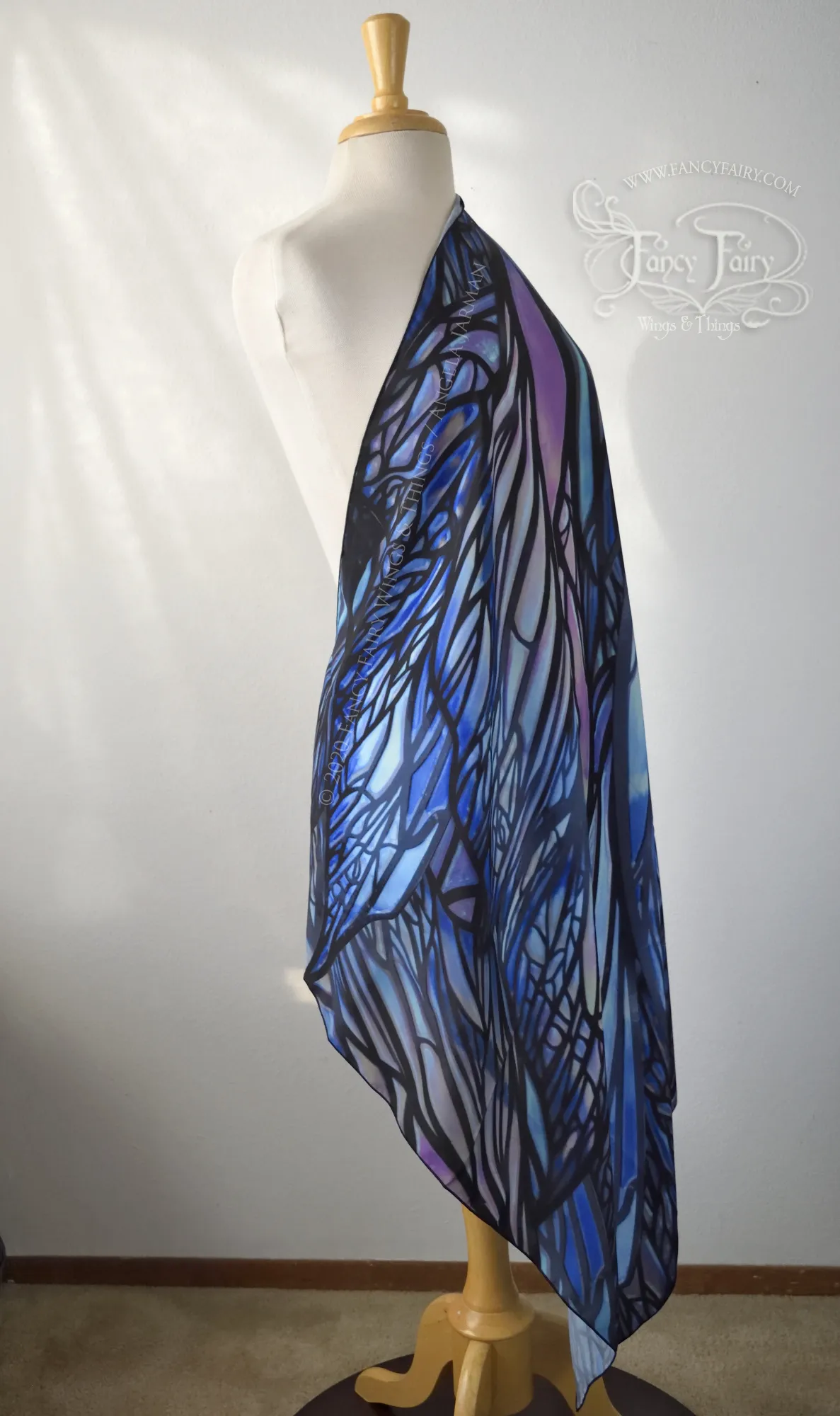 'Colette' Pixish Fairy Wing Square Scarf / Fabric, Made to Order