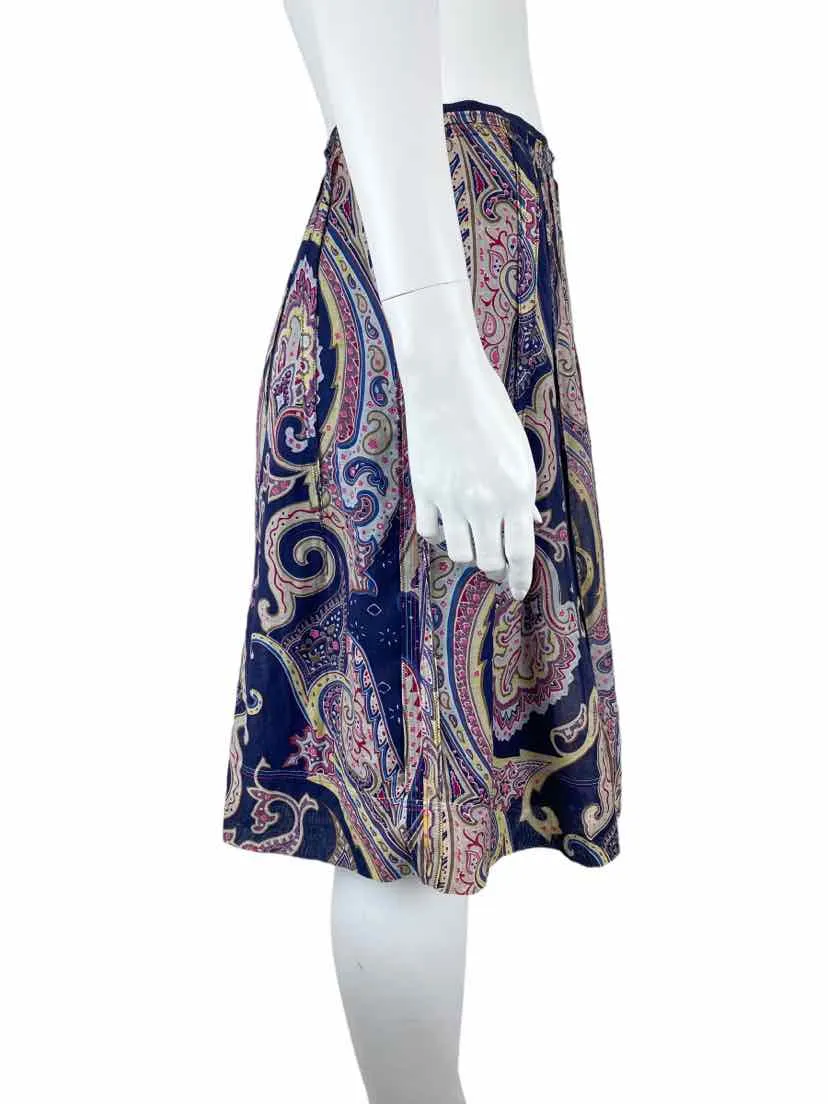 Elie Tahari Women's Paisley Skirt Navy/Multi Size 2-4