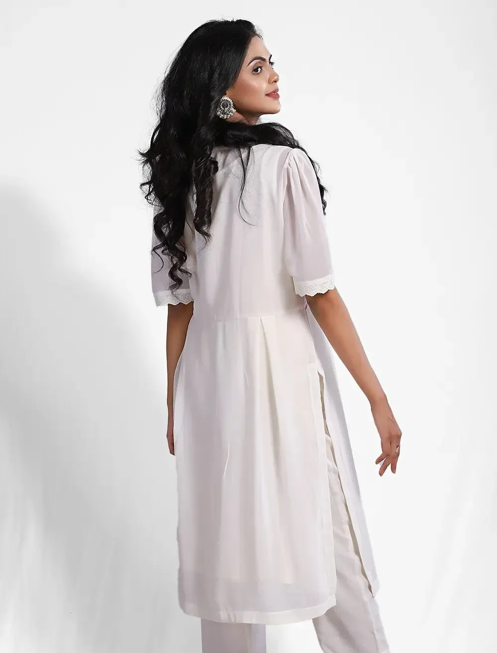 Embroidered Long Shrug Set