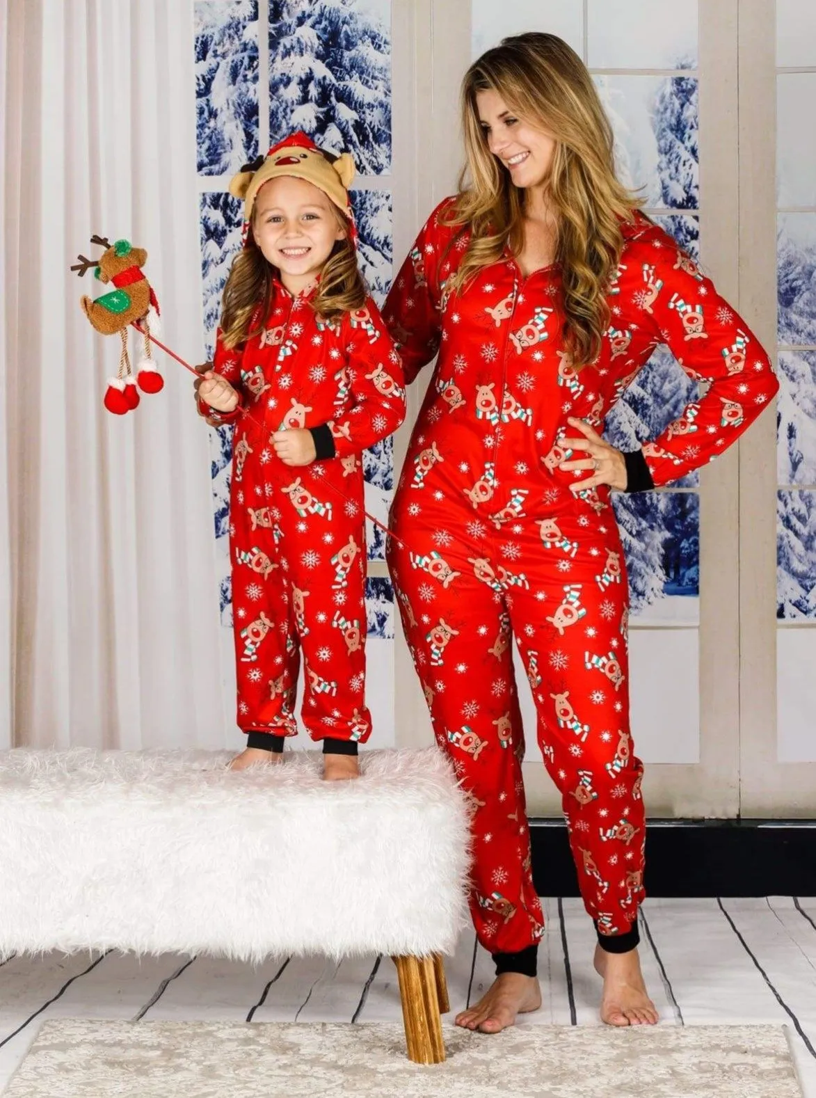 Family Christmas Holiday Reindeer Onesie Pajamas