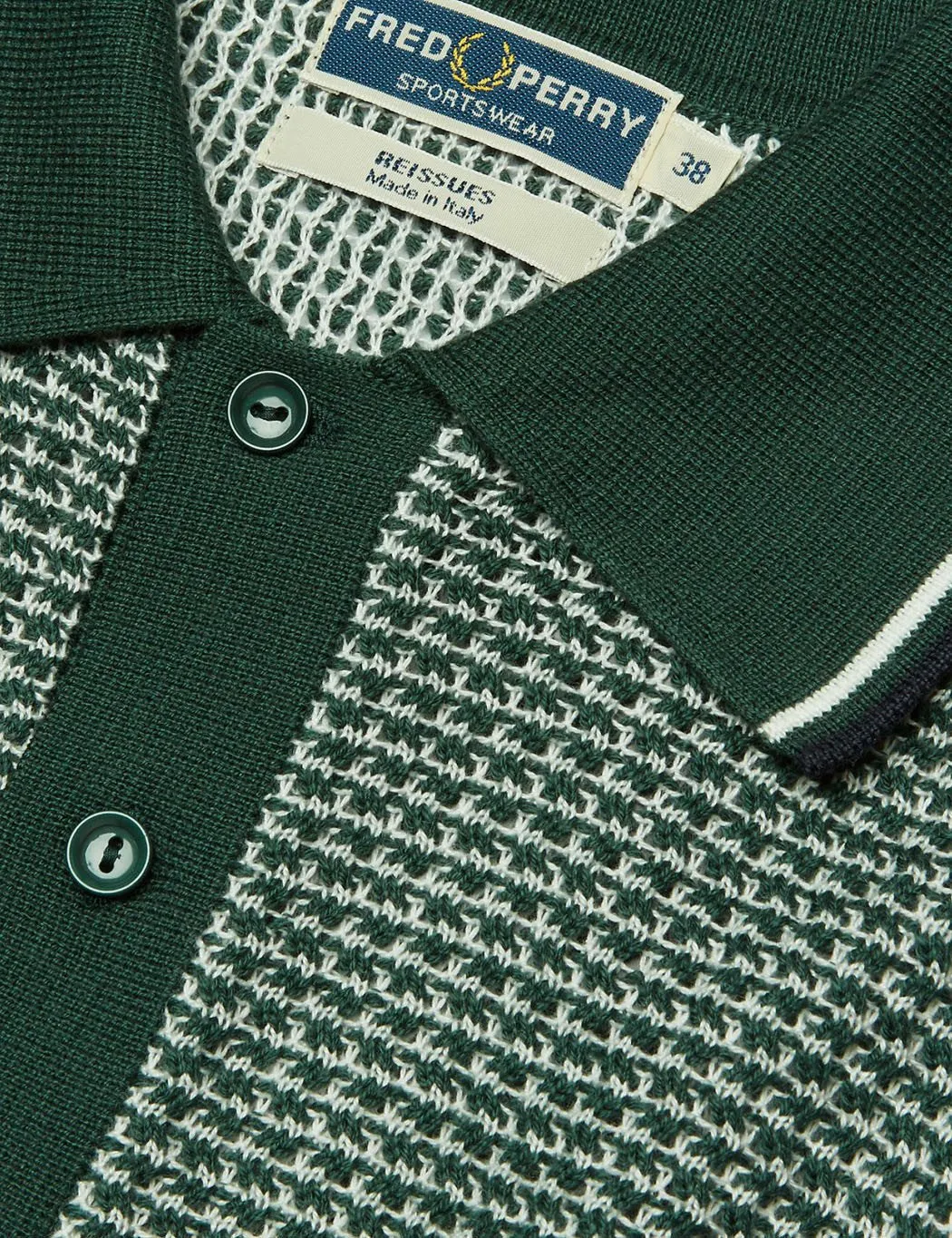 Fred Perry Texture Knit Shirt - Tartan Green