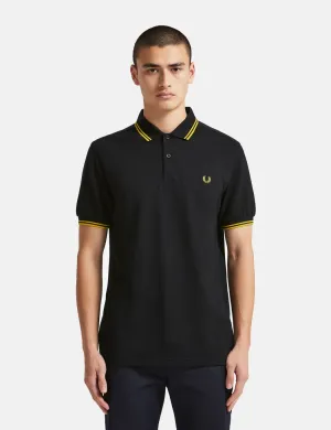 Fred Perry Twin Tipped Polo Shirt - Black/New Yellow