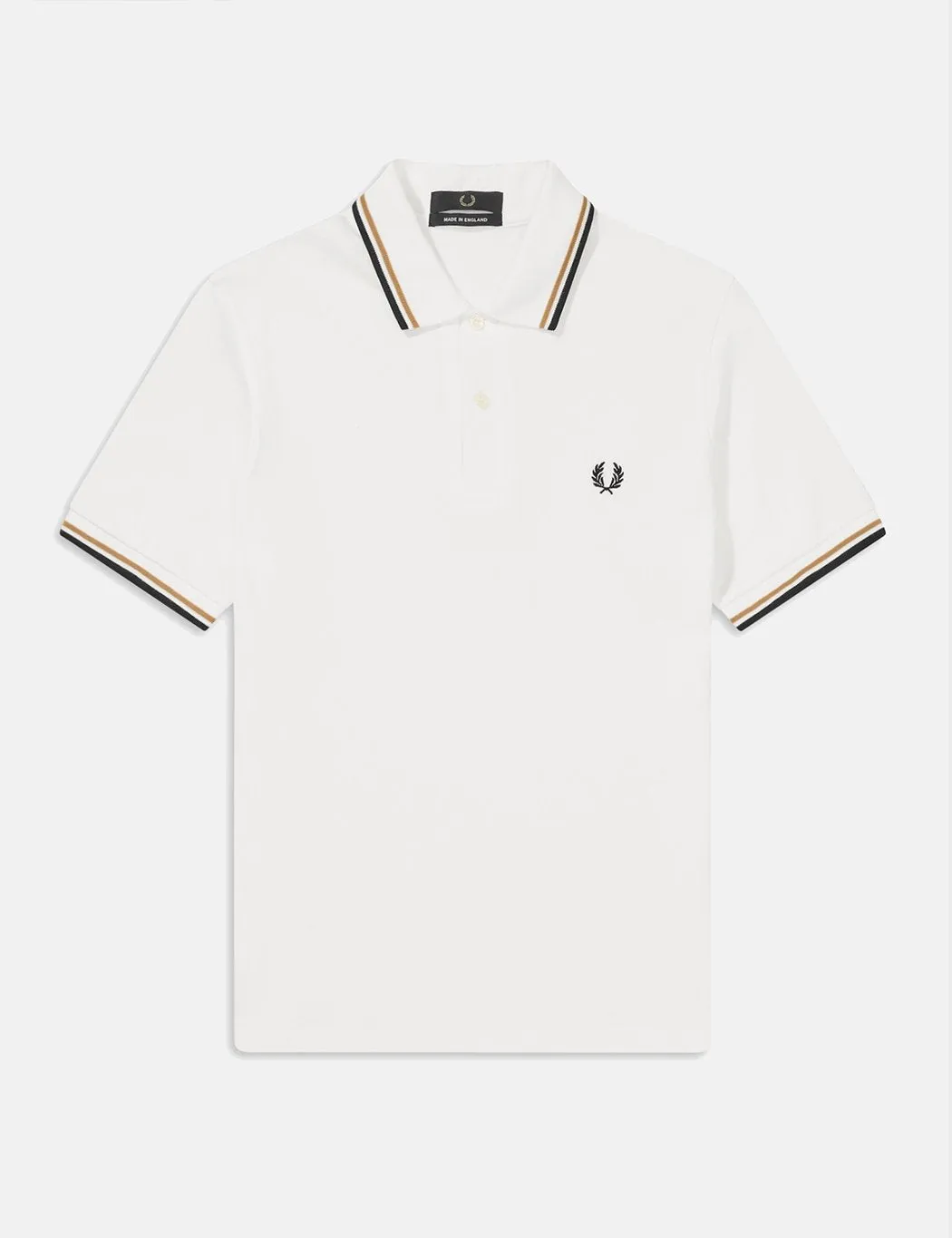 Fred Perry Twin Tipped Polo Shirt - Snow White/Gold/Black