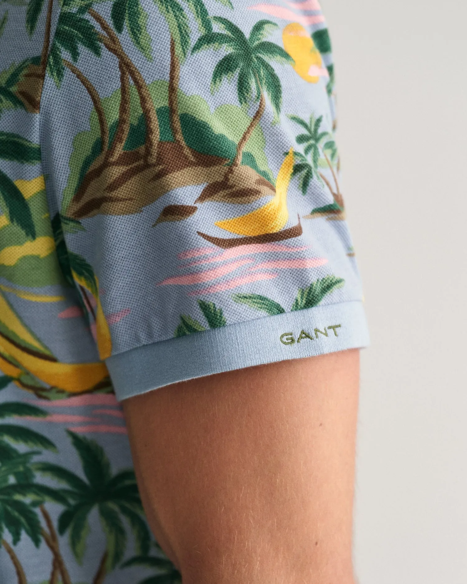 Gant - Hawaii Print SS Polo, Dove Blue