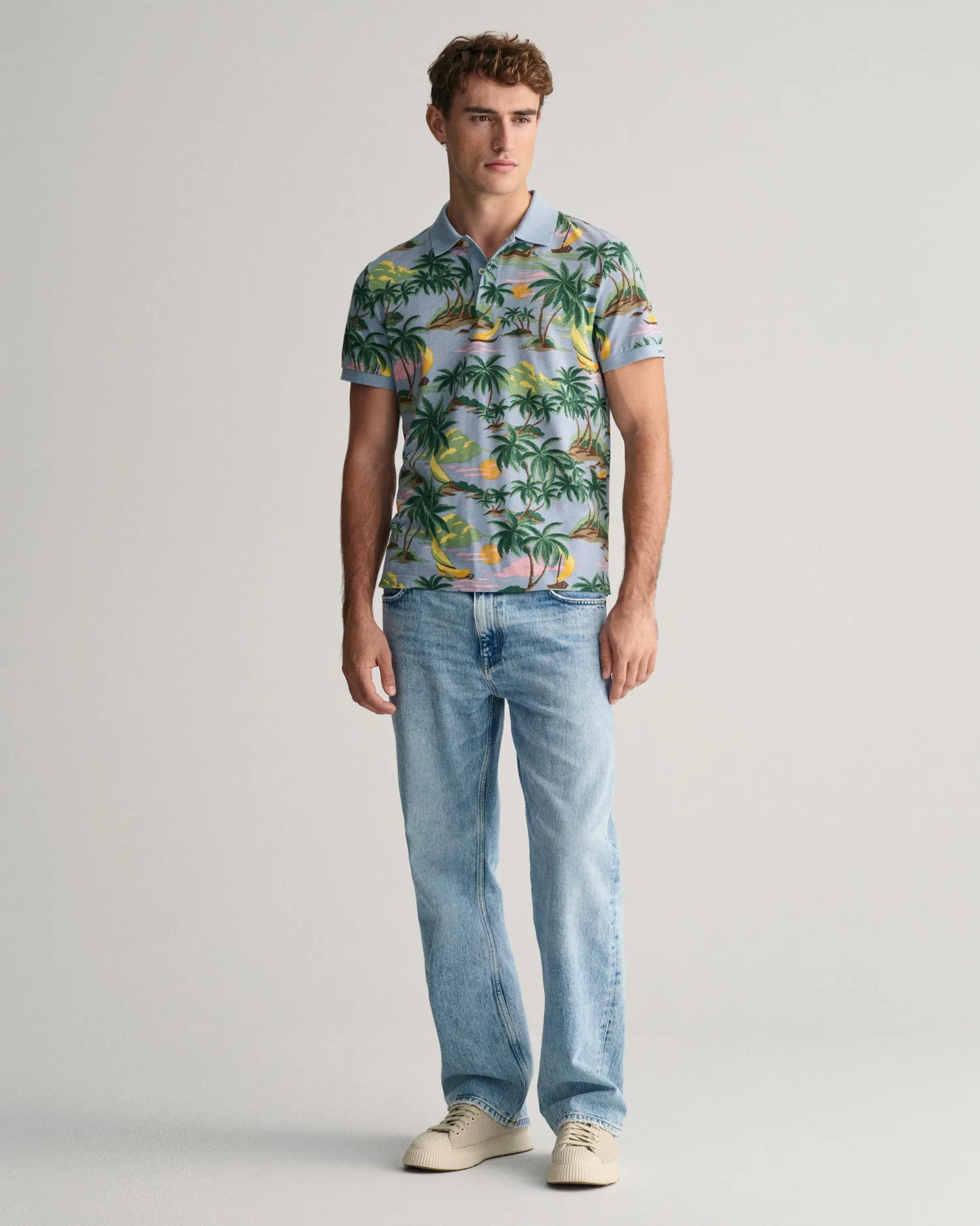 Gant - Hawaii Print SS Polo, Dove Blue