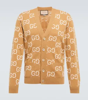 GG Gucci Wool Jacquard Cardigan, Neutral