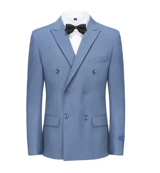 Gino Vitale Slim Fit Double Breasted Two Piece Suit - Slate Blue