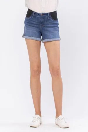 Judy Blue Mid-Rise Maternity Cuffed Denim Shorts