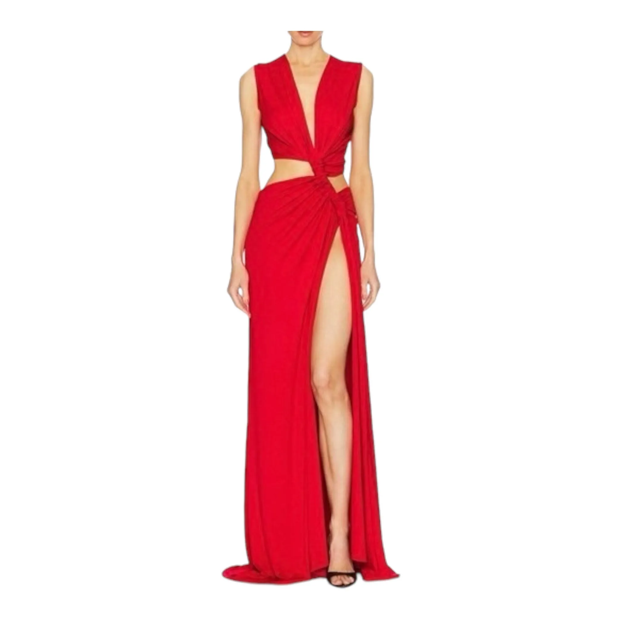 KESLEY V Neck Cutout High Slit Sexy Maxi Dress New Women's Fashion Elegant Holiday Vacation Dress