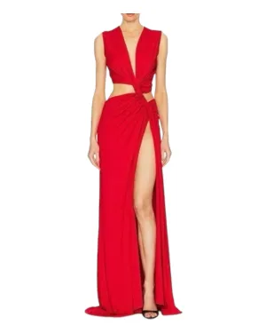 KESLEY V Neck Cutout High Slit Sexy Maxi Dress New Women's Fashion Elegant Holiday Vacation Dress