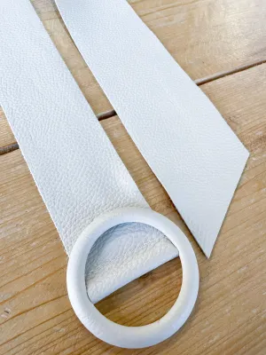 Leather Ring Buckle Belt Cream