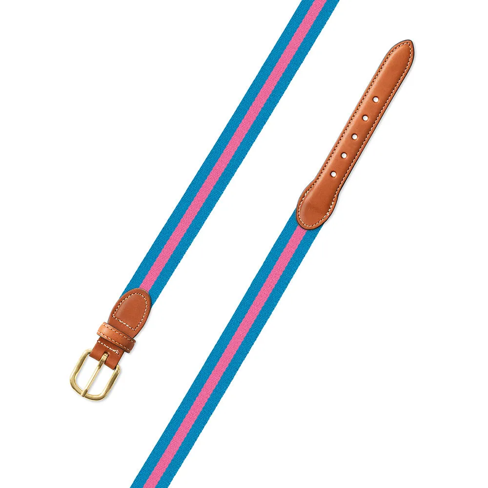 Light Blue & Pink Surcingle Leather Tab Belt