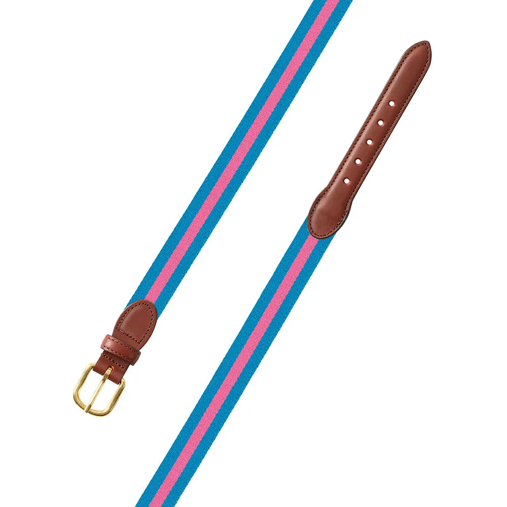 Light Blue & Pink Surcingle Leather Tab Belt