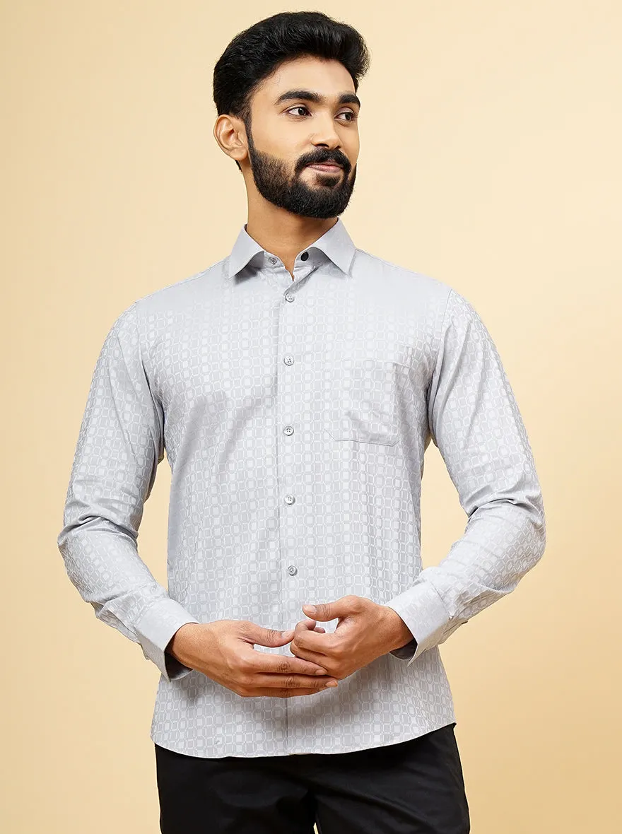 Light Grey Dobby Slim Fit Formal Shirt | JadeBlue