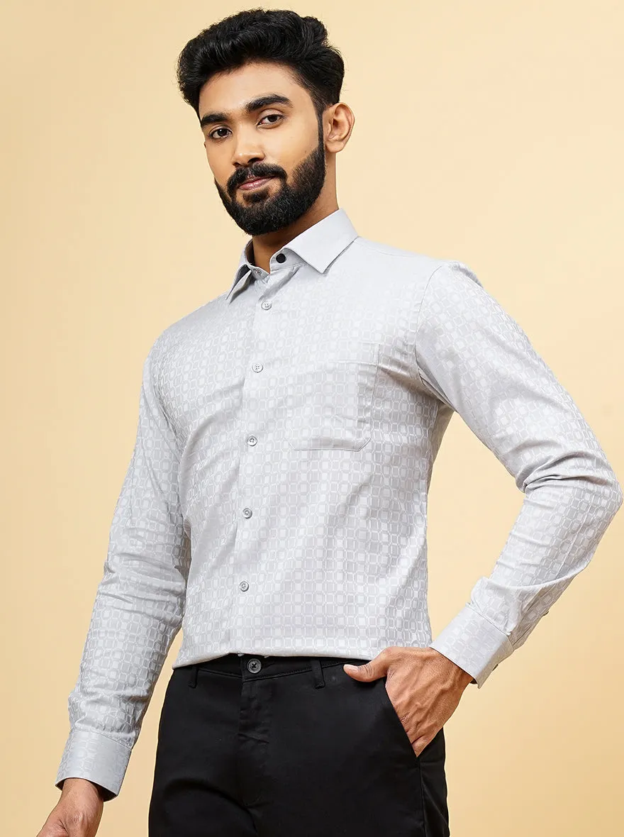 Light Grey Dobby Slim Fit Formal Shirt | JadeBlue