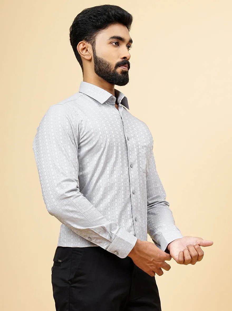 Light Grey Dobby Slim Fit Formal Shirt | JadeBlue