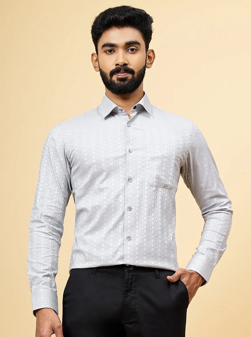 Light Grey Dobby Slim Fit Formal Shirt | JadeBlue