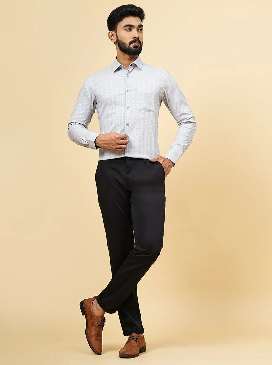 Light Grey Dobby Slim Fit Formal Shirt | JadeBlue