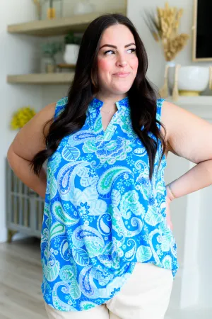 Lizzy Tank Top in Blue Mix Paisley - Dear Scarlett