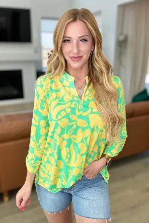 Lizzy Top in Kelly Green and Yellow Floral - Dear Scarlett