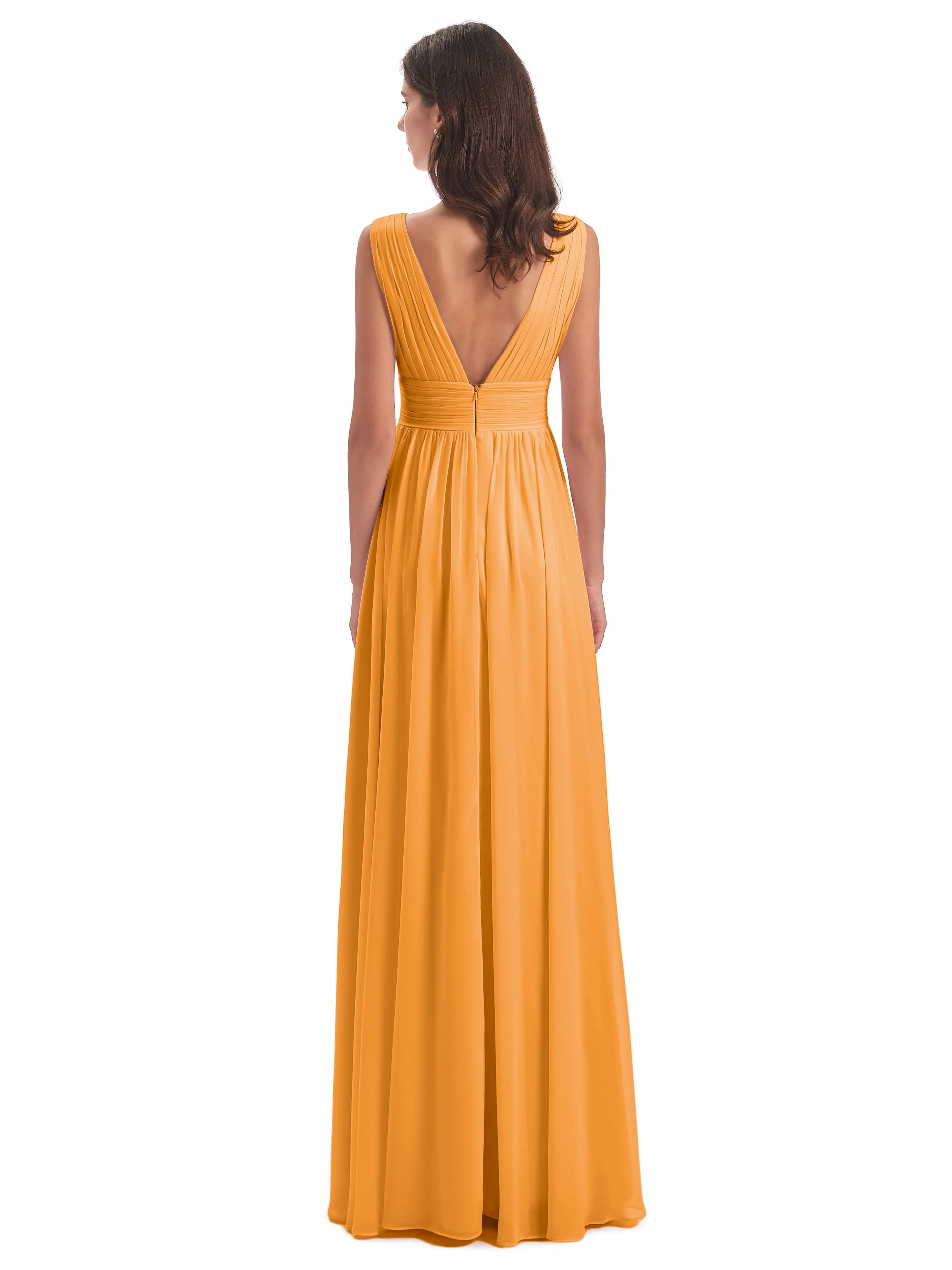 Luna Charming Chiffon V Neck Split Long Bridesmaid Dresses