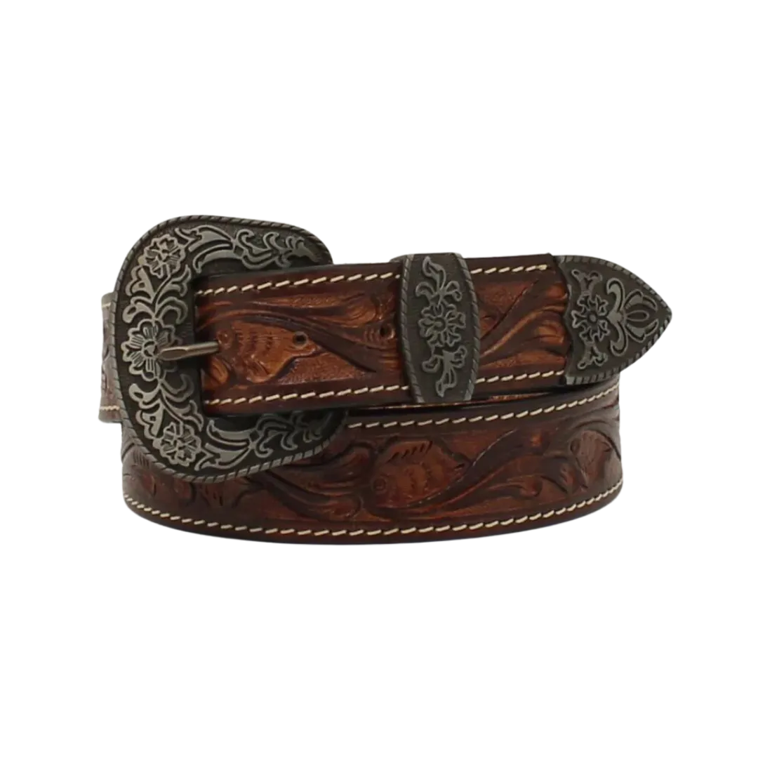 M&f Men's Nocona Hdx Floral Tooled Brown Belt