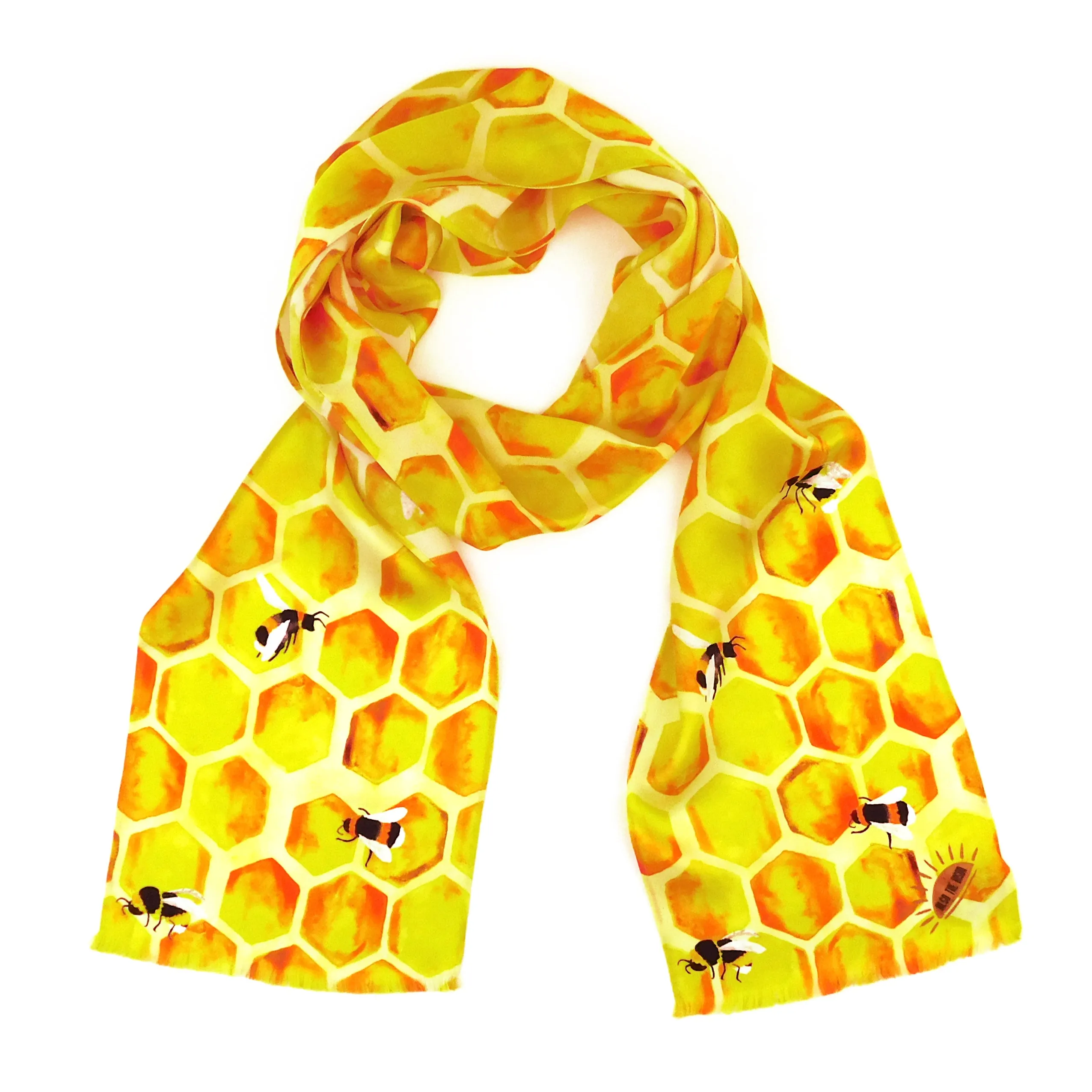 Mellifera Print Silk Amelia Aviator Scarf